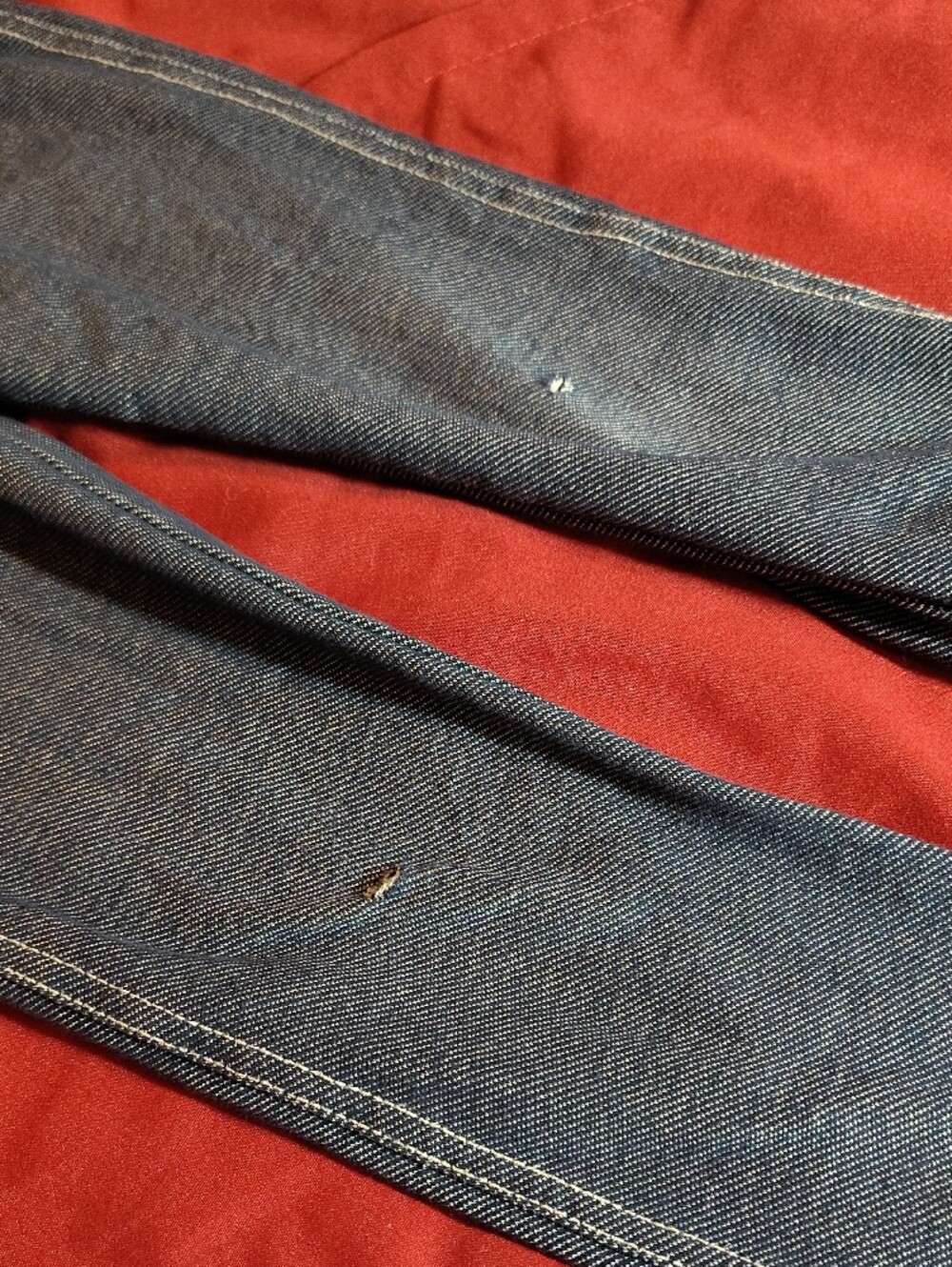 Lot Of 4 Girls Leggings- 2 Denim, Pale Pink & Red Stripe - Picture 11 of 11